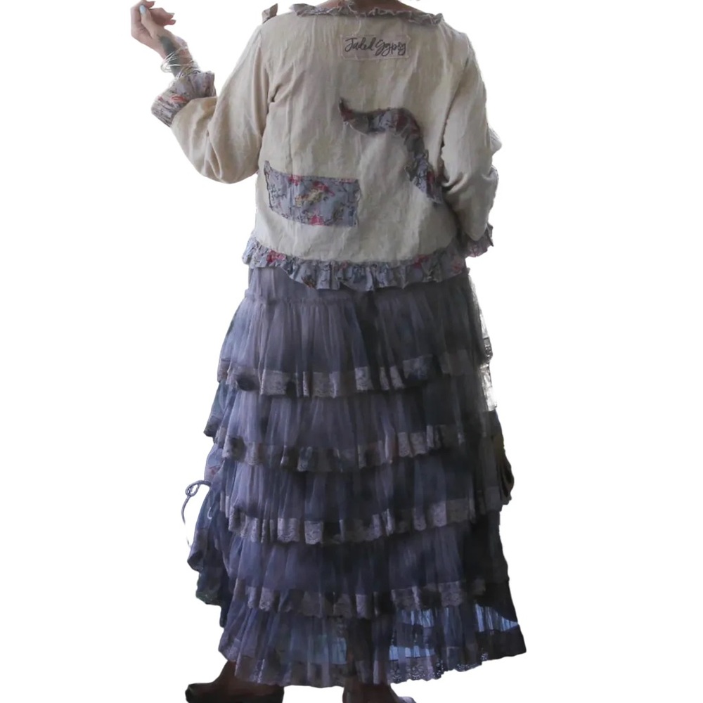 Jaded Gypsy True Romance Skirt Charcoal Boho Maxi High Low Lace Ruffle Skirt